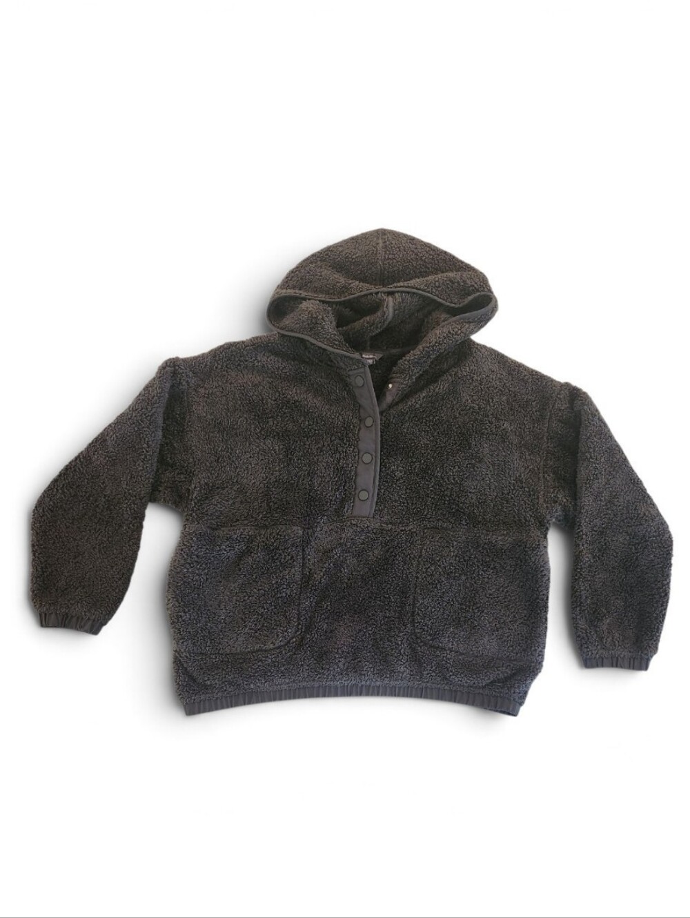 Eddie Bauer Cozy Hooded Sherpa Pullover Jacket - Charcoal Women's Size XL